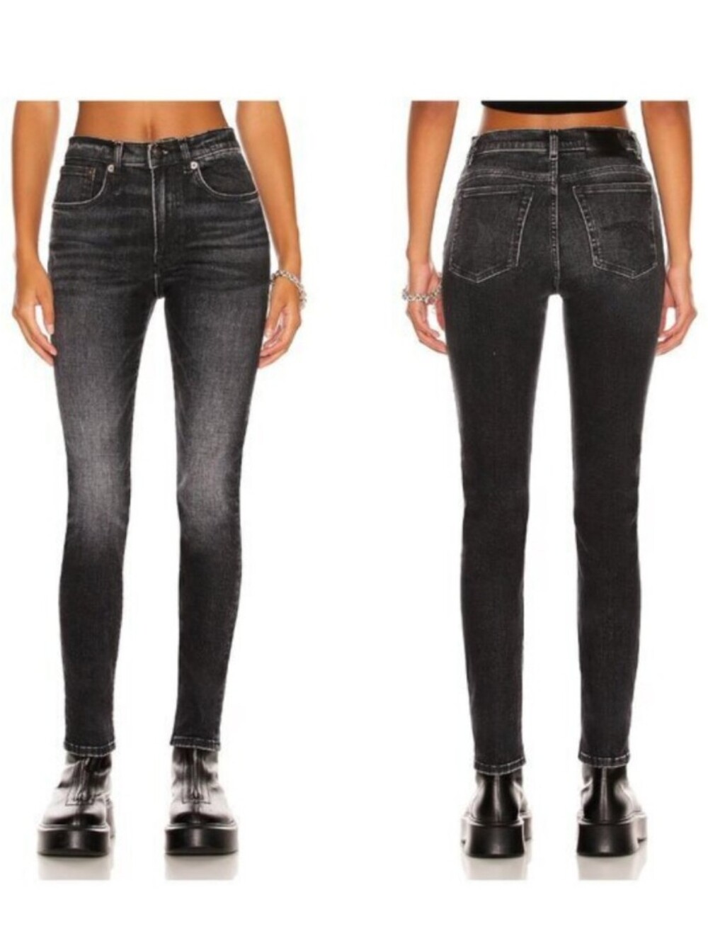 R13 High Rise Skinny Jeans - Morrison Black